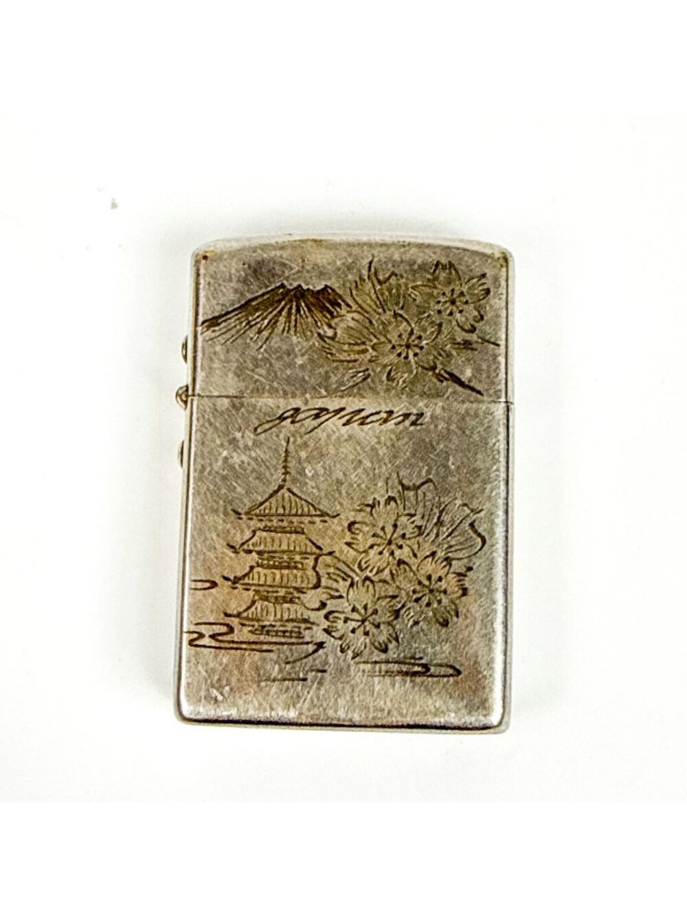 Vintage Cupid Mini Silver Tone Gas Lighter Japan Mount Fuji 1949